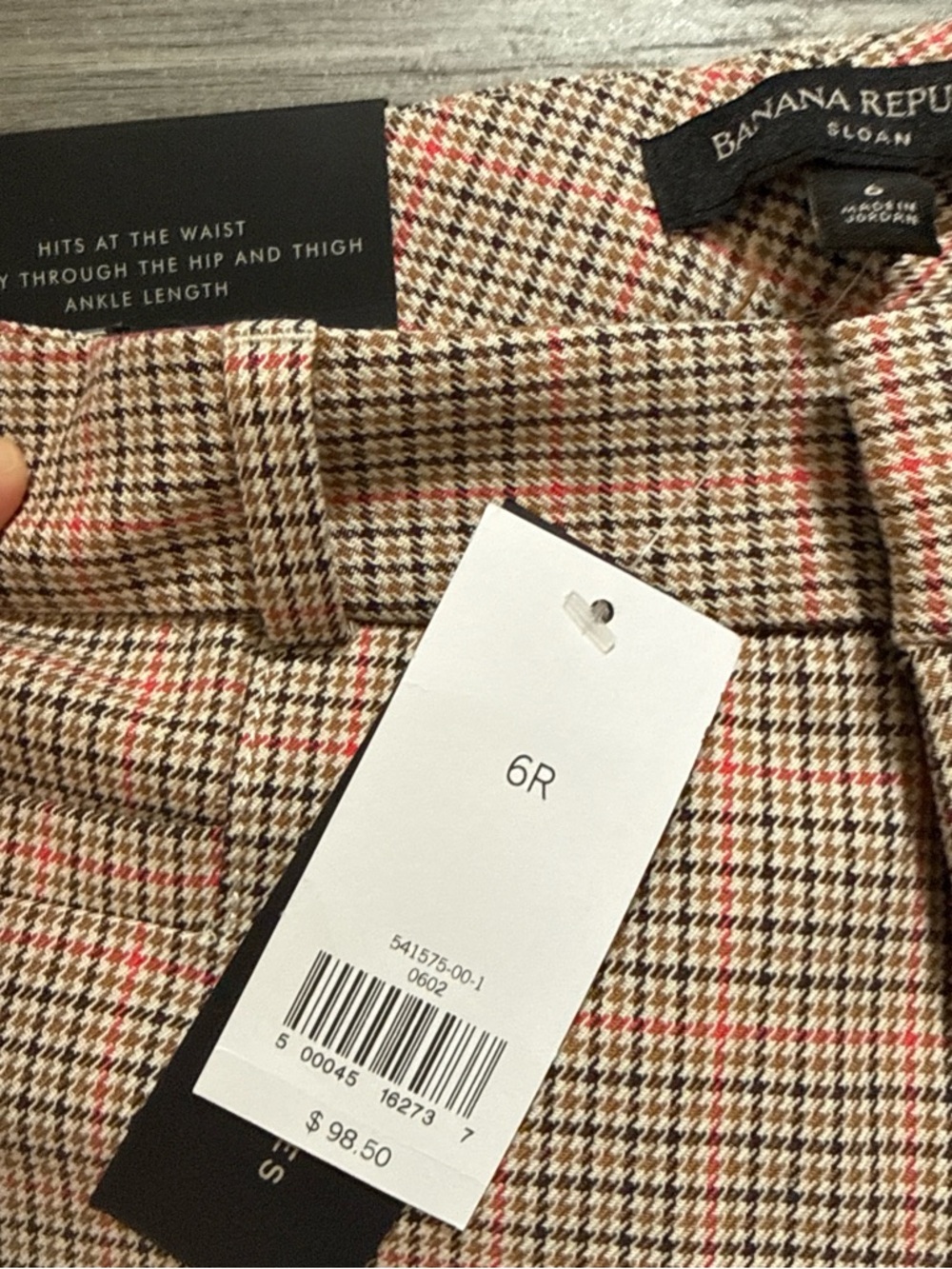 Banana Republic Washable Bi-Stretch Modern Sloan 6R Plaid Women's Trousers - Picture 4 of 7
